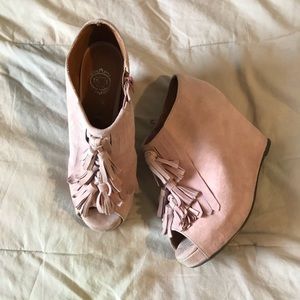 Jeffrey Campbell Mary-Lou Pink Suede Wedges